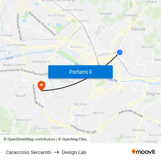 Caracciolo Sercambi to Design Lab map