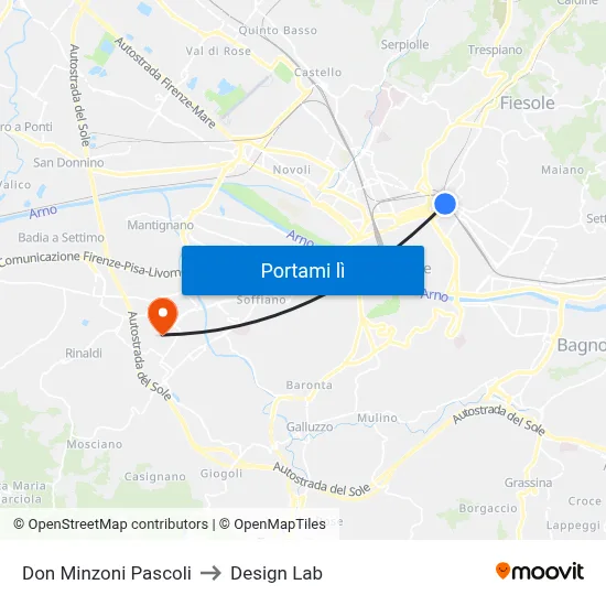 Don Minzoni Pascoli to Design Lab map