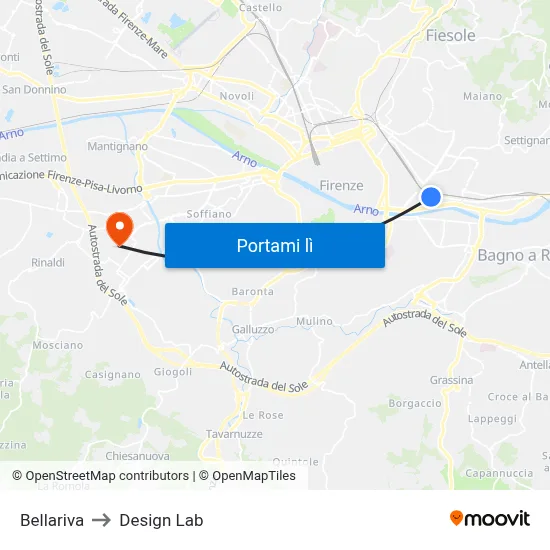 Bellariva to Design Lab map