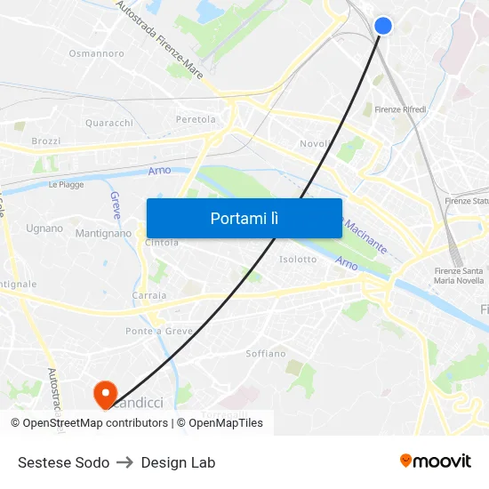 Sestese Sodo to Design Lab map