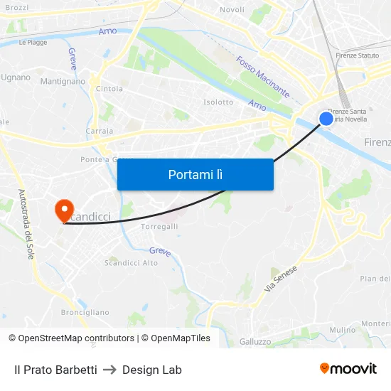 Il Prato Barbetti to Design Lab map