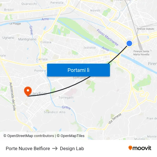 Porte Nuove Belfiore to Design Lab map