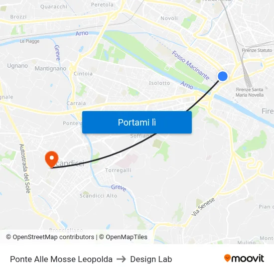 Ponte Alle Mosse Leopolda to Design Lab map