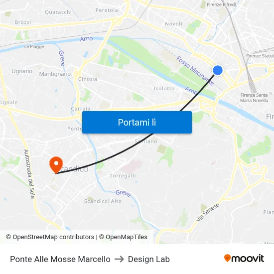Ponte Alle Mosse Marcello to Design Lab map