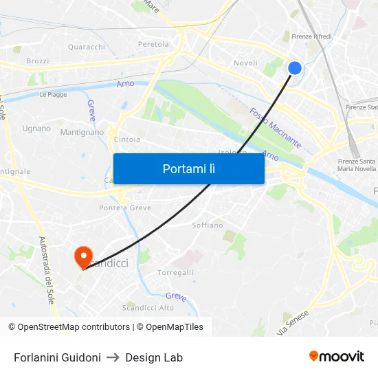 Forlanini Guidoni to Design Lab map