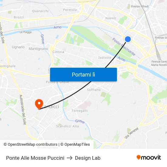 Ponte Alle Mosse Puccini to Design Lab map