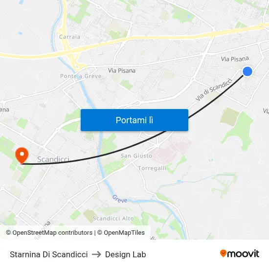 Starnina Di Scandicci to Design Lab map