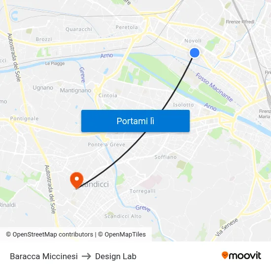 Baracca Miccinesi to Design Lab map