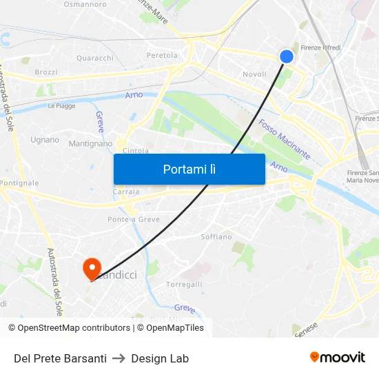 Del Prete Barsanti to Design Lab map