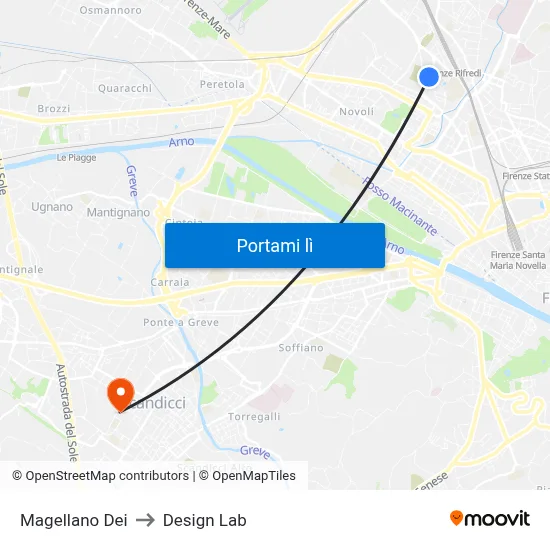 Magellano Dei to Design Lab map