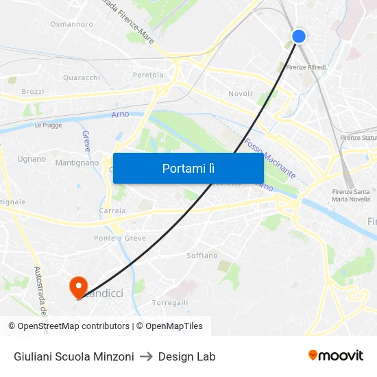 Giuliani Scuola Minzoni to Design Lab map
