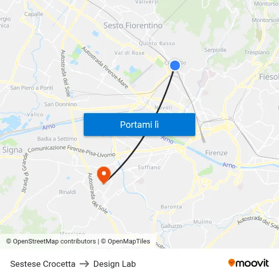 Sestese Crocetta to Design Lab map