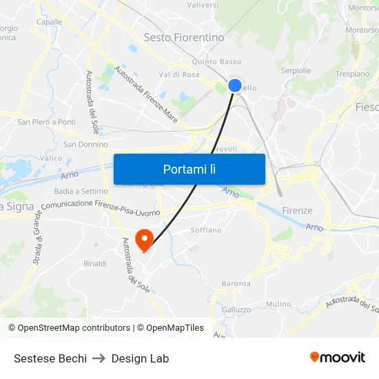 Sestese Bechi to Design Lab map