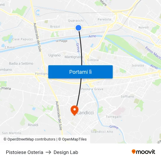 Pistoiese Osteria to Design Lab map