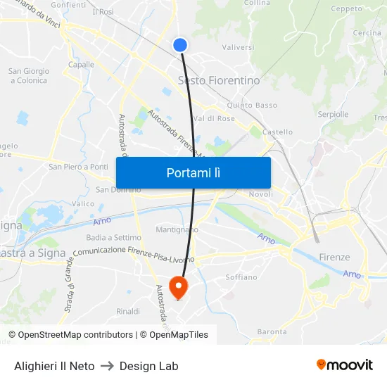Alighieri Il Neto to Design Lab map