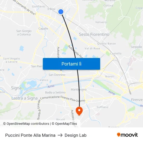 Puccini Ponte Alla Marina to Design Lab map