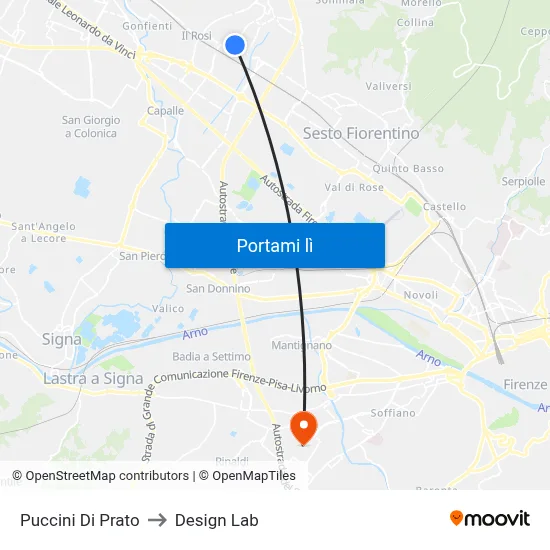 Puccini Di Prato to Design Lab map