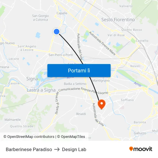 Barberinese Paradiso to Design Lab map