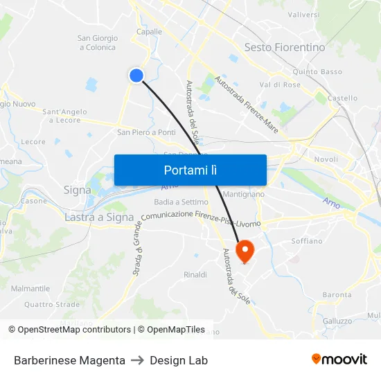Barberinese Magenta to Design Lab map