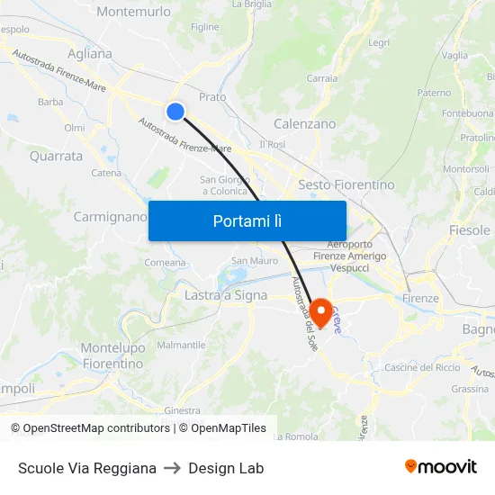 Scuole Via Reggiana to Design Lab map