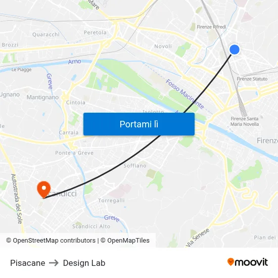 Pisacane to Design Lab map