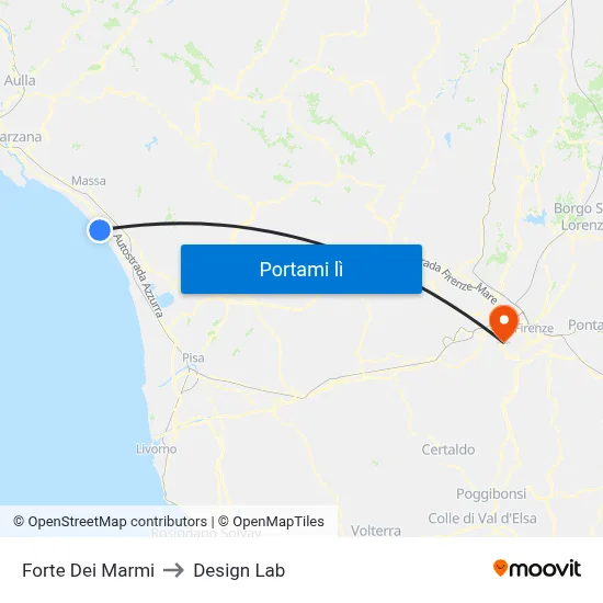 Forte Dei Marmi to Design Lab map