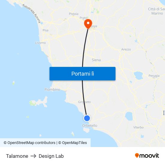 Talamone to Design Lab map