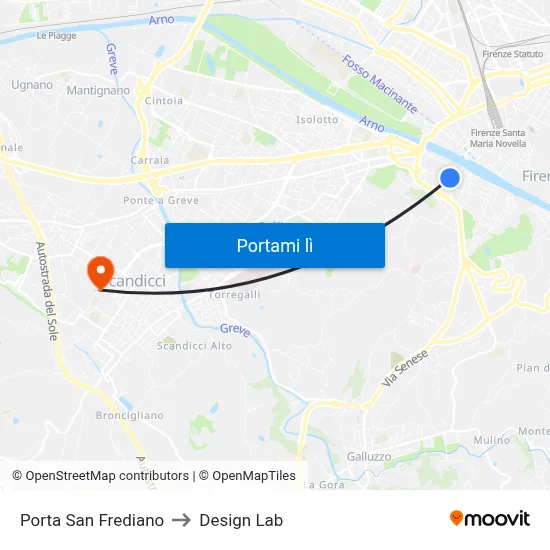 Porta San Frediano to Design Lab map