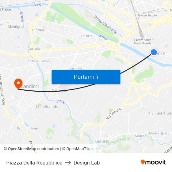 Piazza Della Repubblica to Design Lab map