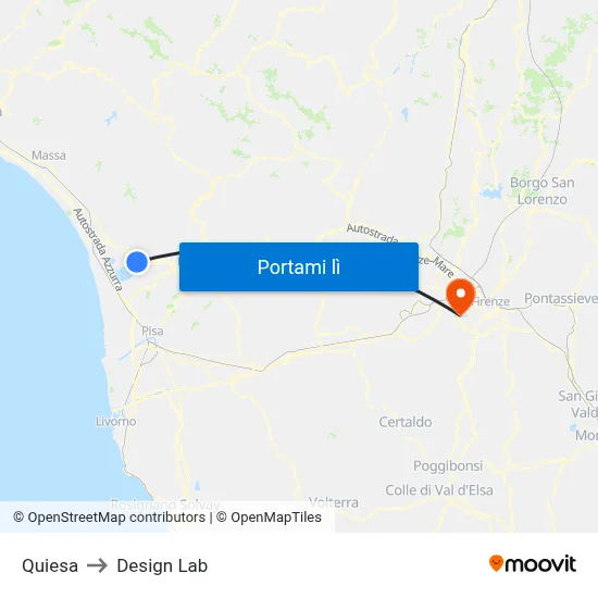Quiesa to Design Lab map