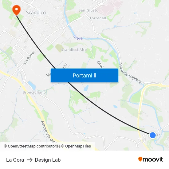 La Gora to Design Lab map