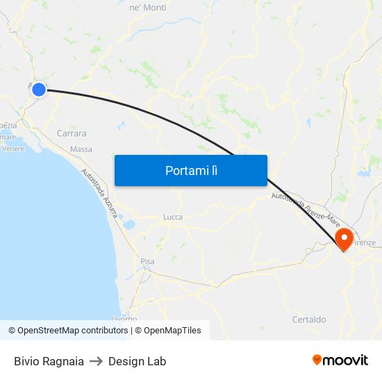 Bivio Ragnaia to Design Lab map
