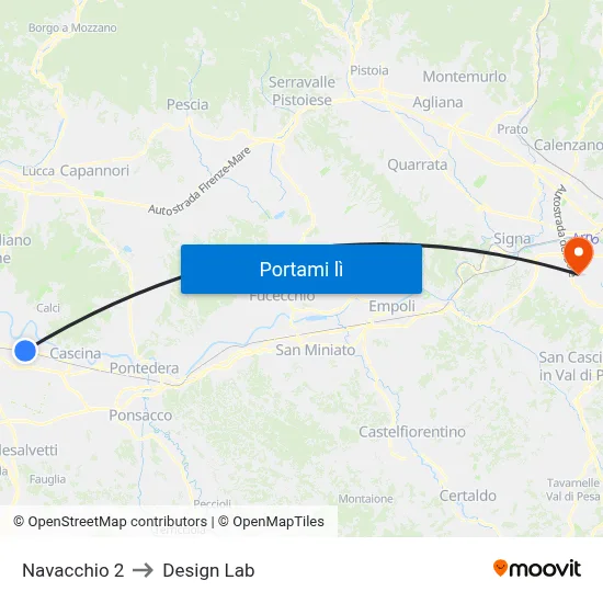 Navacchio 2 to Design Lab map