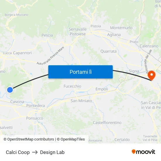 Calci Coop to Design Lab map