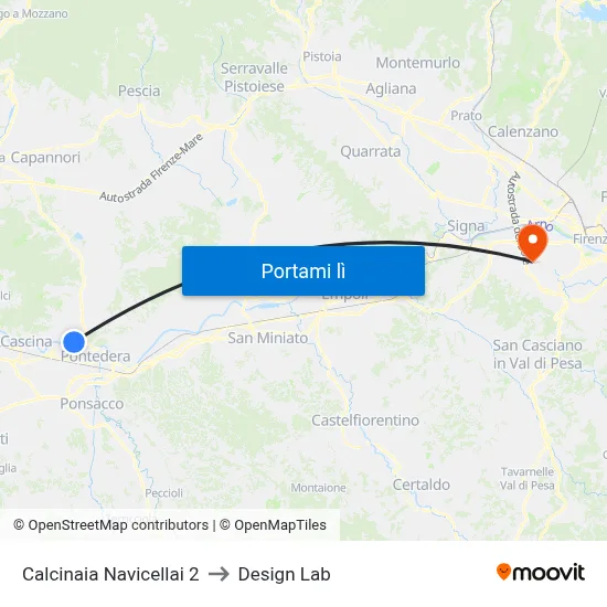 Calcinaia Navicellai 2 to Design Lab map