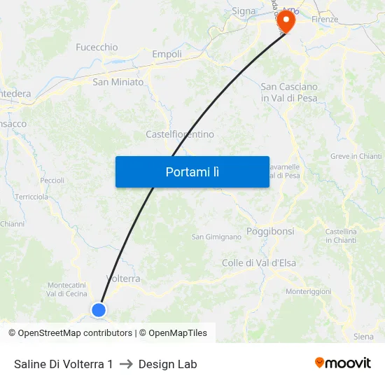 Saline Di Volterra 1 to Design Lab map