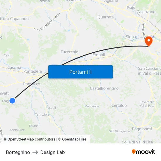 Botteghino to Design Lab map