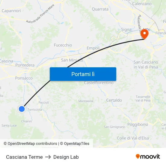 Casciana Terme to Design Lab map