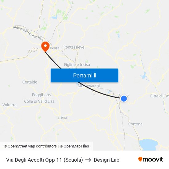 Via Degli Accolti Opp 11 (Scuola) to Design Lab map