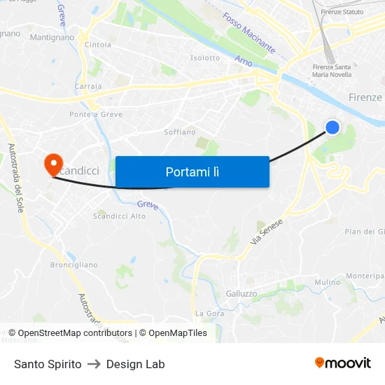 Santo Spirito to Design Lab map