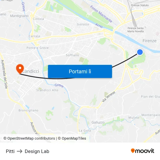 Pitti to Design Lab map