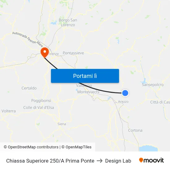 Chiassa Superiore 250/A Prima Ponte to Design Lab map
