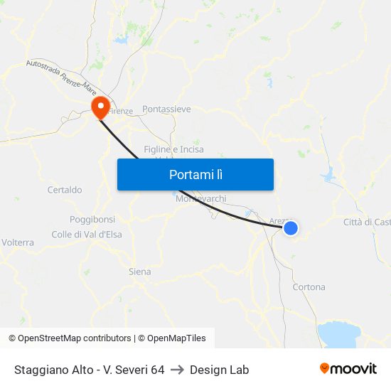 Staggiano Alto - V. Severi 64 to Design Lab map