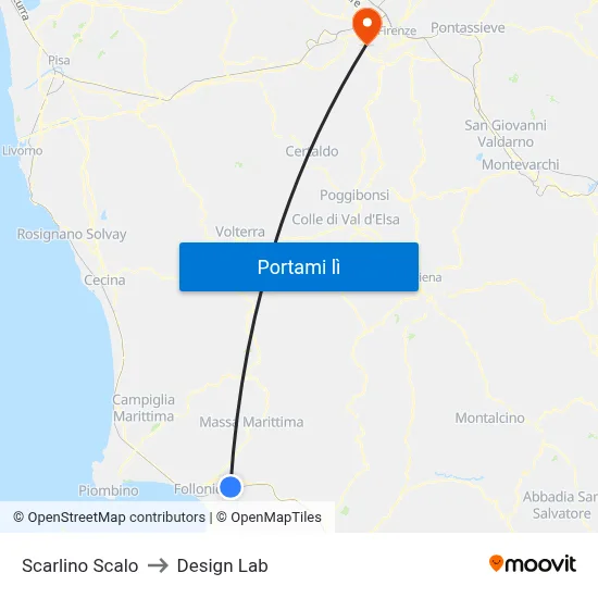Scarlino Scalo to Design Lab map