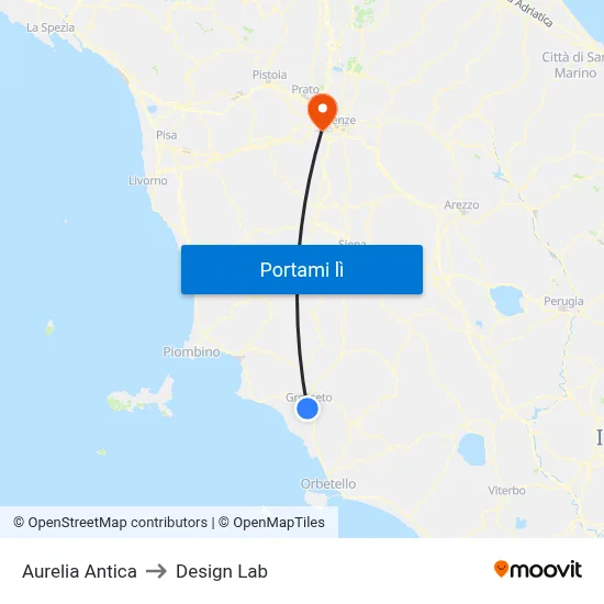 Aurelia Antica to Design Lab map