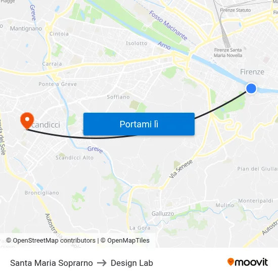 Santa Maria Soprarno to Design Lab map