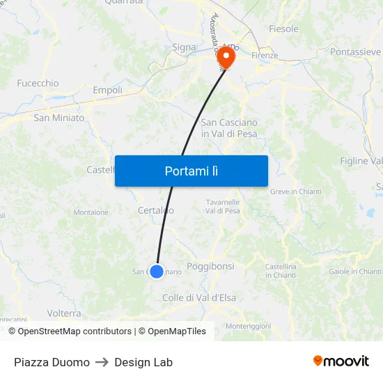 Piazza Duomo to Design Lab map