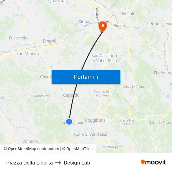 Piazza Della Libertà to Design Lab map