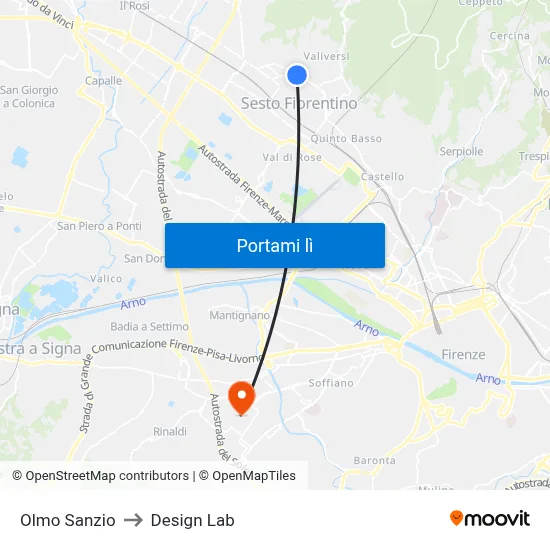 Olmo Sanzio to Design Lab map