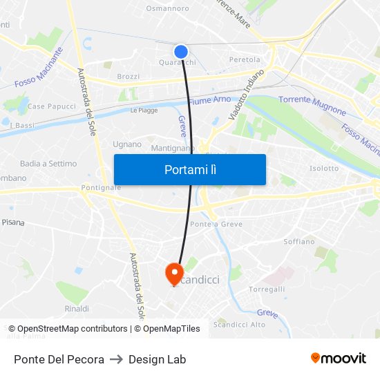 Ponte Del Pecora to Design Lab map